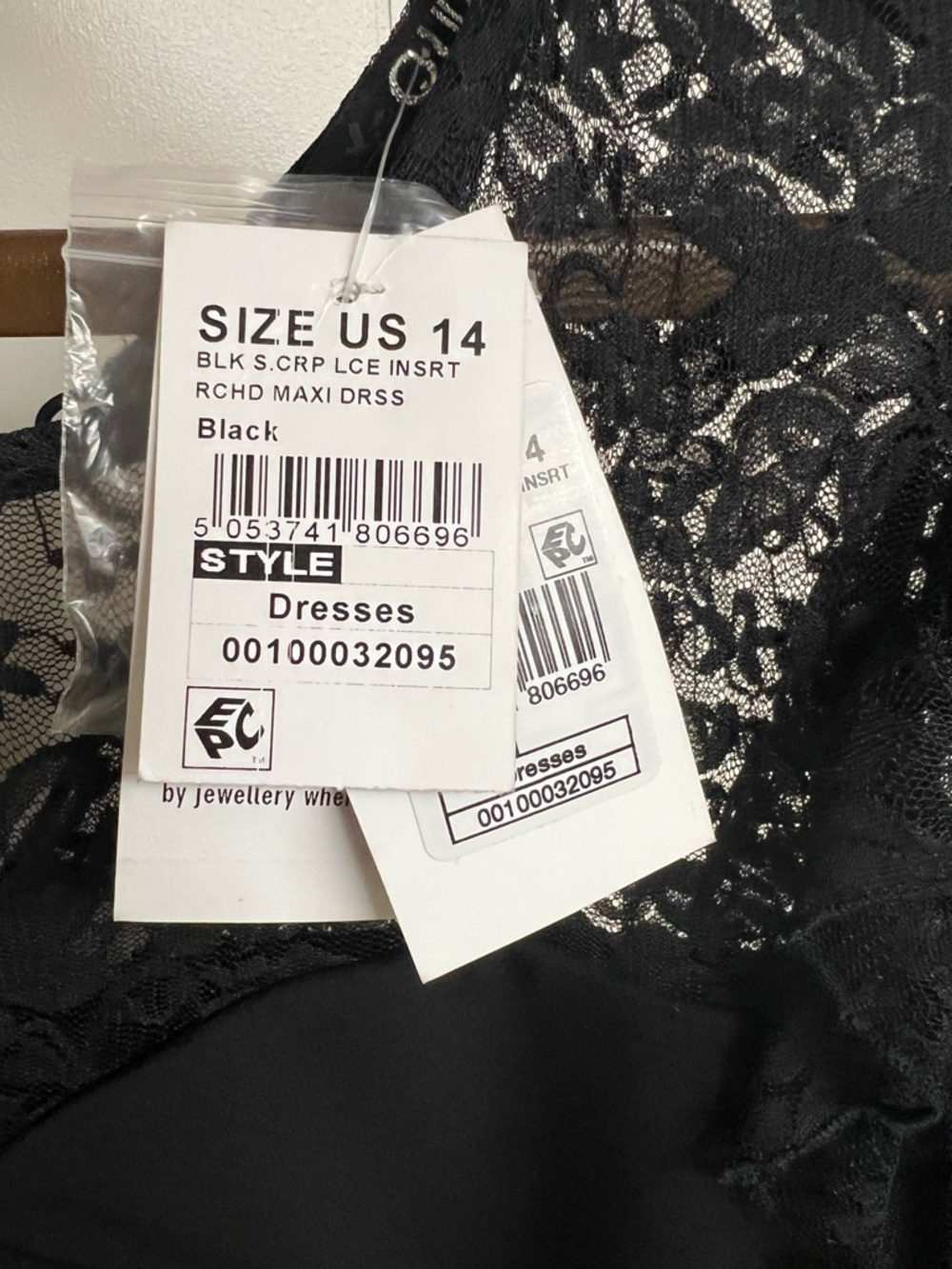 Black Lace-Sleeve Ruched Midi Dress with Front Slit - Picture 3 of 4